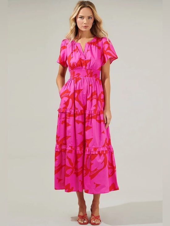 Sugarlips Dresses & Skirts - Sugarlips Jolene Abstract Palmer Poplin Tiered Maxi Dress